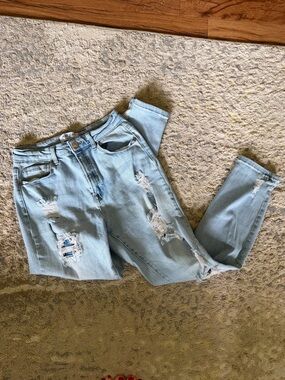 Wax Jean Light Blue High-Rise Distressed Women's Jeans